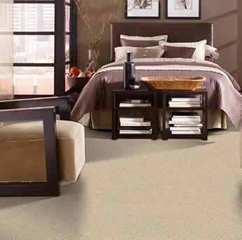 Bedroom scene with beige Alexander Smith carpet